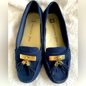 Anne Klein iflex suede tassel loafers. US6M/EU37. Dark blue.